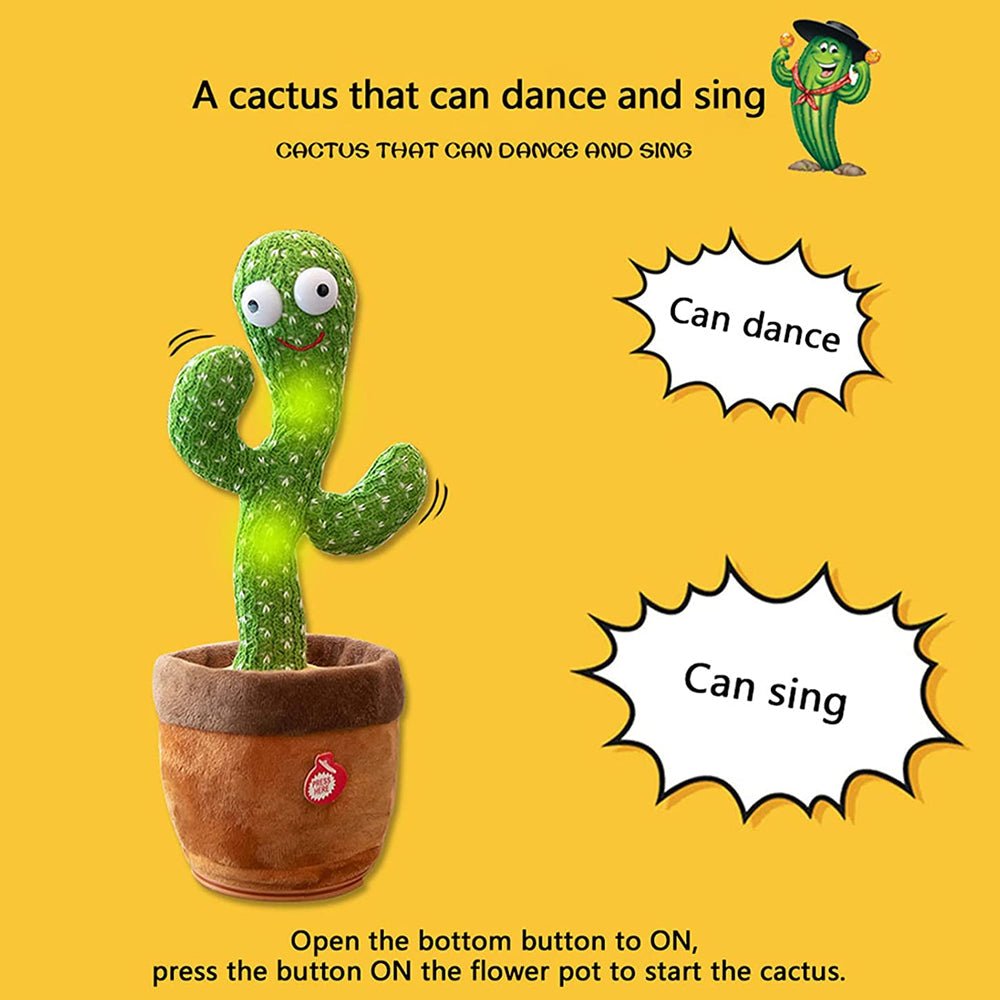 Dancing Talking Cactus Toy With Hat Muffler - Can Sing, Talk, Record and Repeat Rechargable Toy for Kids Toddlers - Tootooie