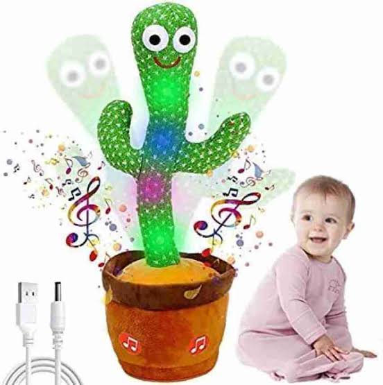 Dancing Talking Cactus Toy With Hat Muffler - Can Sing, Talk, Record and Repeat Rechargable Toy for Kids Toddlers - Tootooie