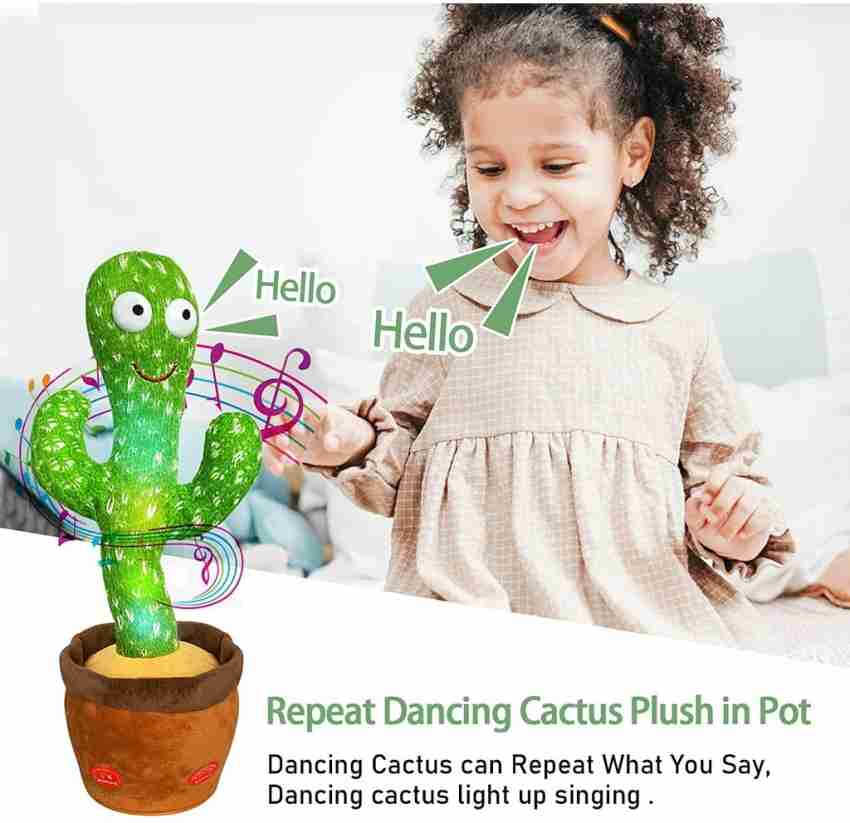 Dancing Talking Cactus Toy With Hat Muffler - Can Sing, Talk, Record and Repeat Rechargable Toy for Kids Toddlers - Tootooie