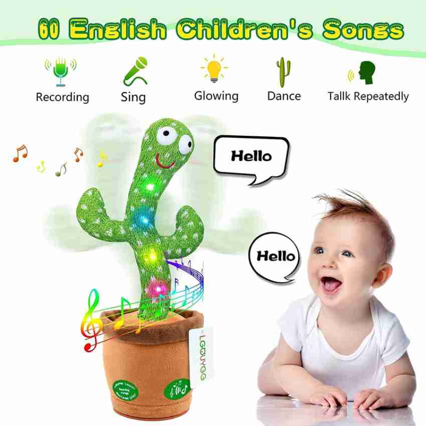 Dancing Talking Cactus Toy With Hat Muffler - Can Sing, Talk, Record and Repeat Rechargable Toy for Kids Toddlers - Tootooie