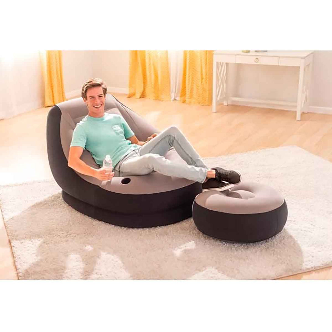 Intex Inflatable Ultra Lounge Chair With Cup Holder And Ottoman Set - Tootooie