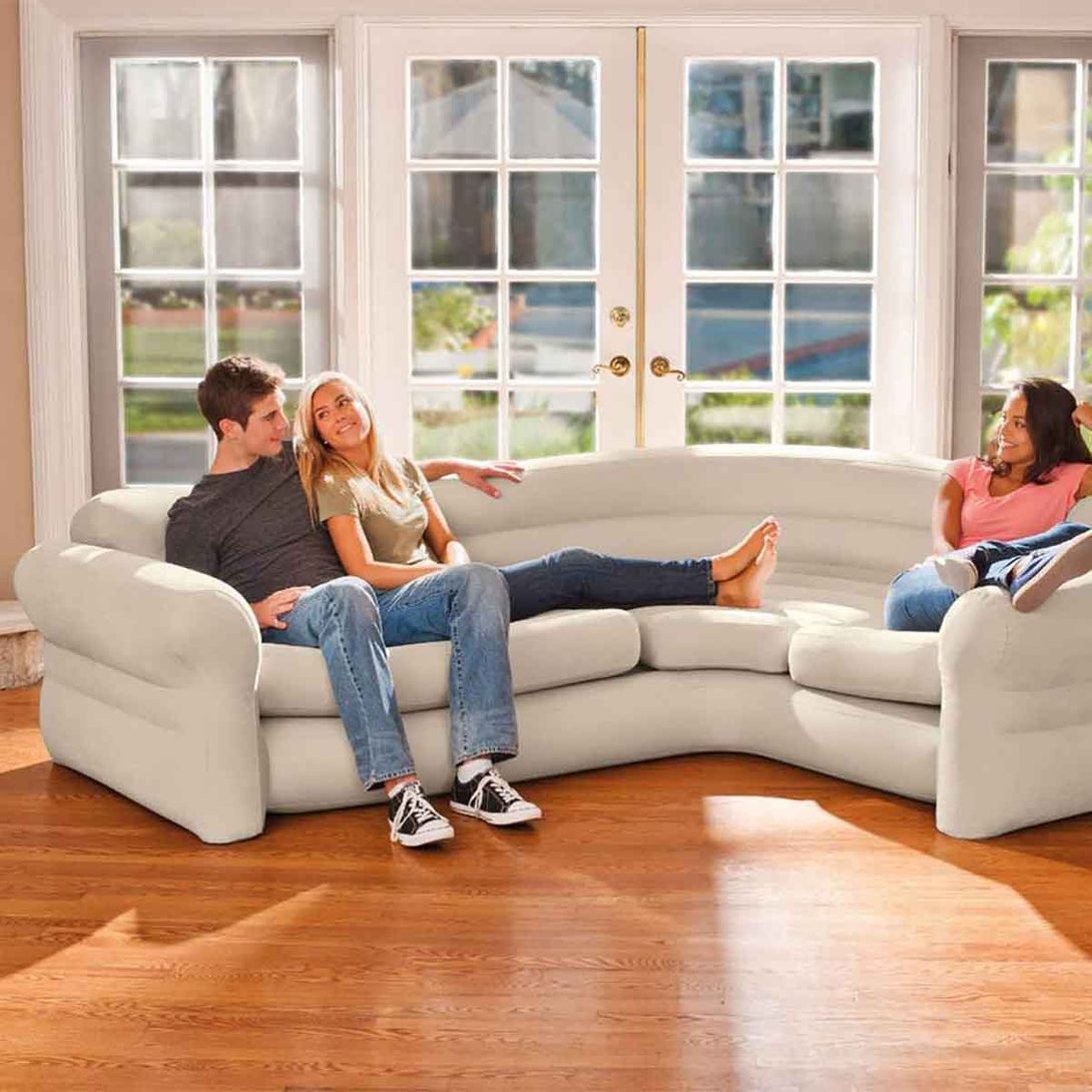 Intex Plastic Inflatable Corner Sectional Sofa with Air Pump - Tootooie