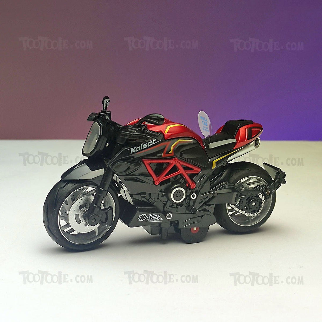 Kalsec Metal-Motto Sports Motorbike Pull Back Model with Light - Tootooie