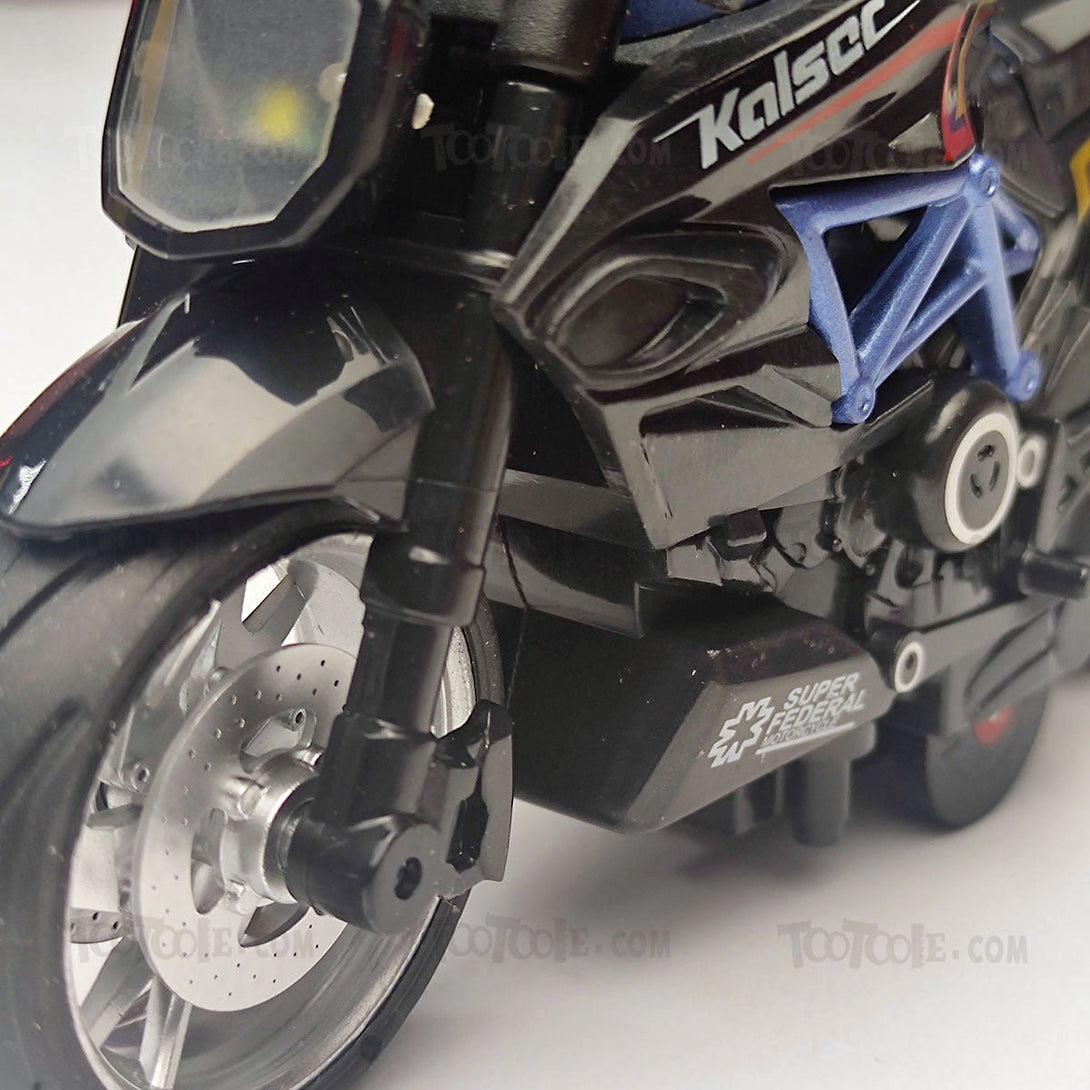 Kalsec Metal-Motto Sports Motorbike Pull Back Model with Light - Tootooie
