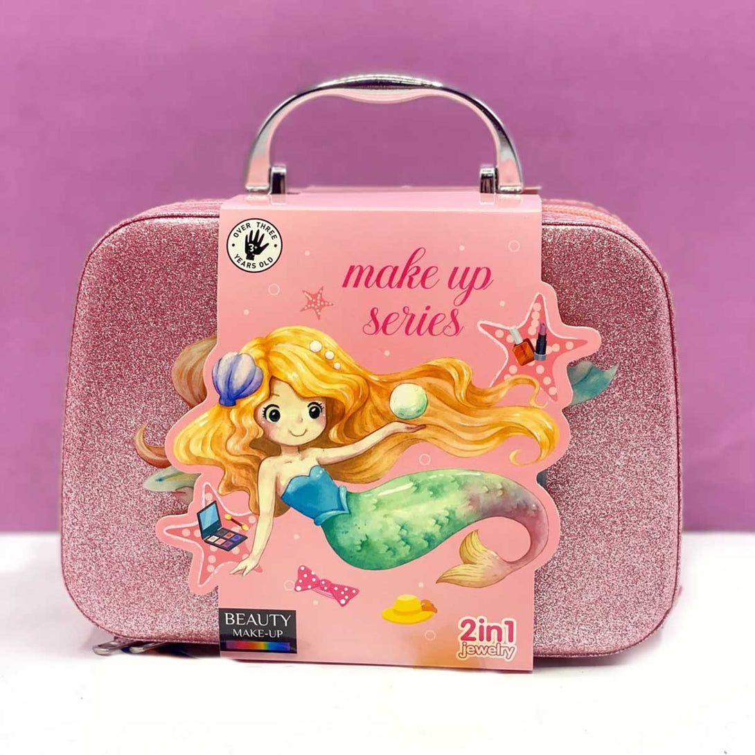 Mermaid Portable non Toxic Makeup Set Nail Art Kit Vanity Dress up Toy for Girls Best Gift Fashion - Tootooie