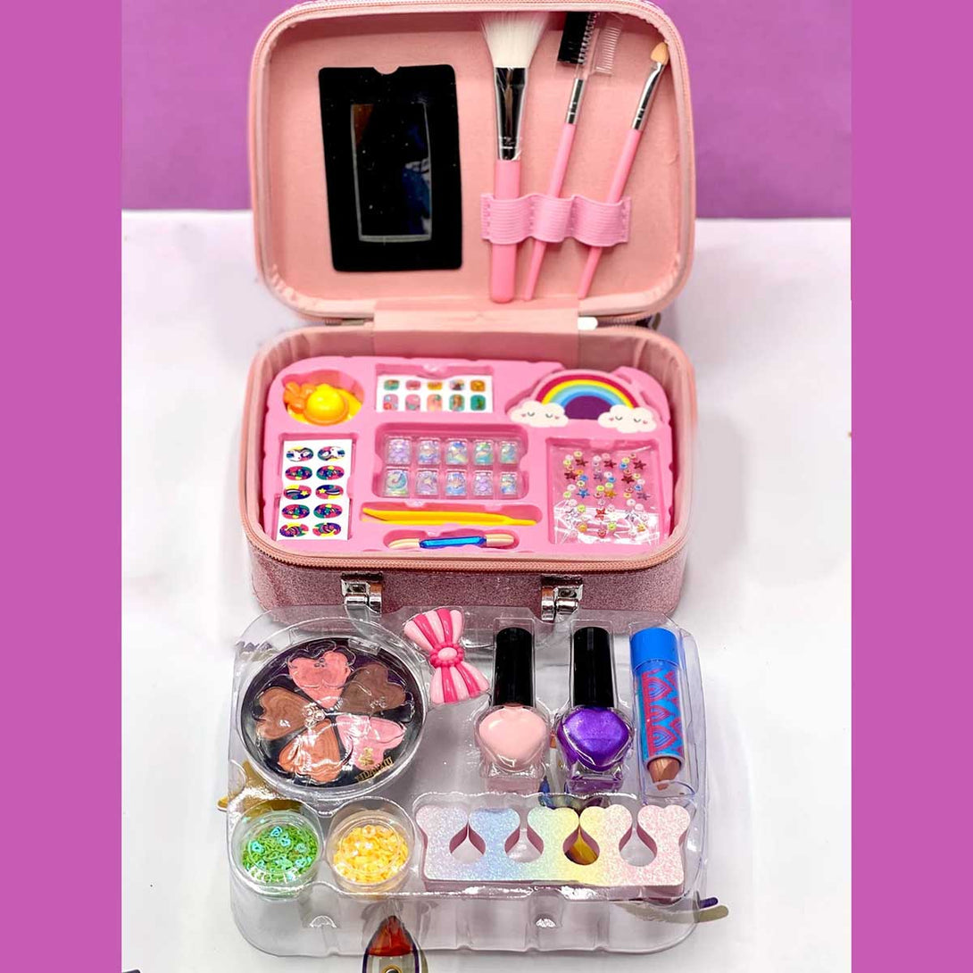 Mermaid Portable non Toxic Makeup Set Nail Art Kit Vanity Dress up Toy for Girls Best Gift Fashion - Tootooie