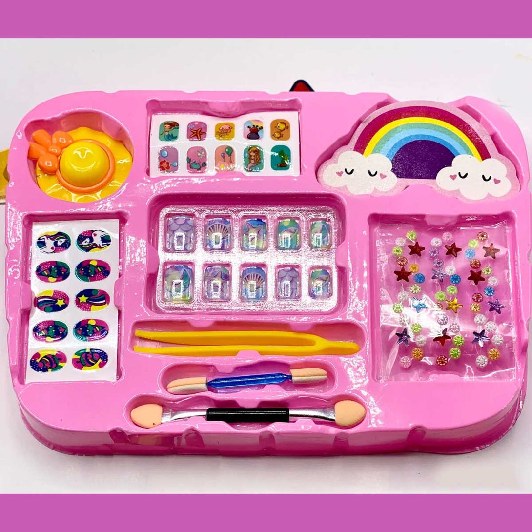 Mermaid Portable non Toxic Makeup Set Nail Art Kit Vanity Dress up Toy for Girls Best Gift Fashion - Tootooie