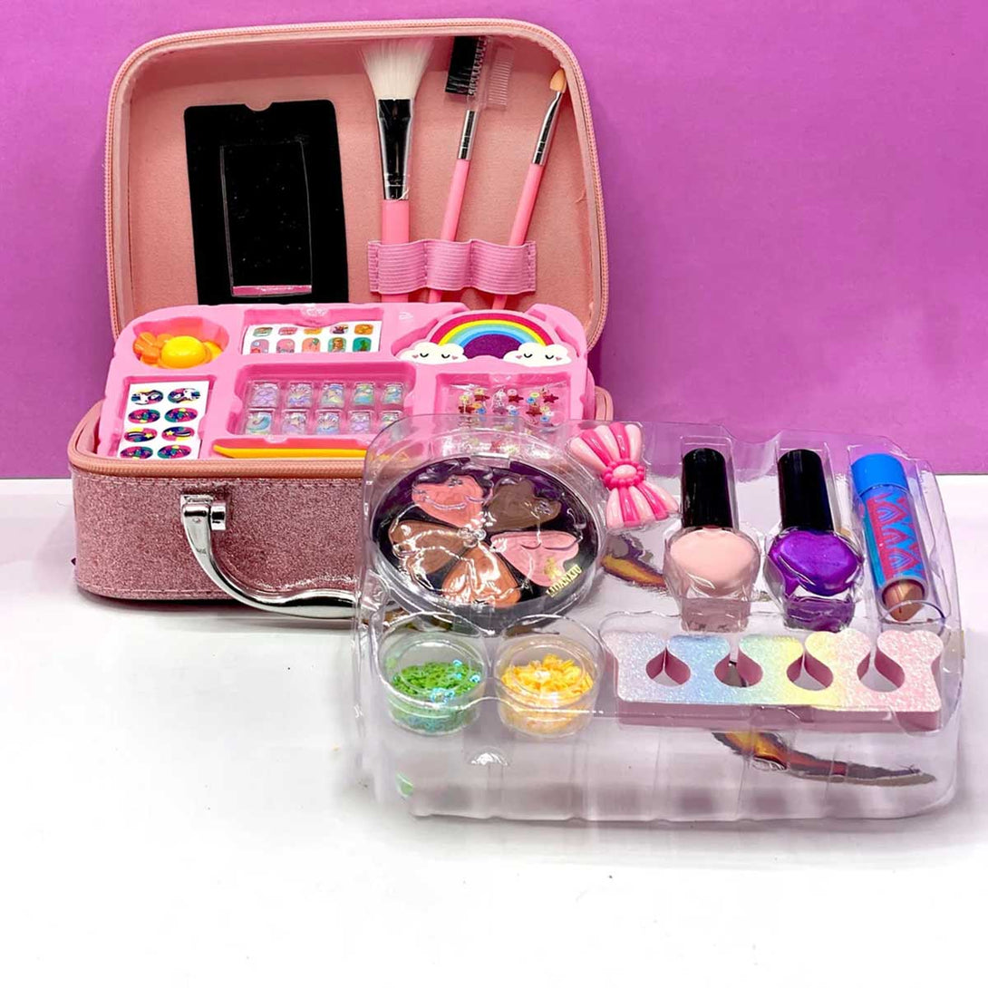 Mermaid Portable non Toxic Makeup Set Nail Art Kit Vanity Dress up Toy for Girls Best Gift Fashion - Tootooie