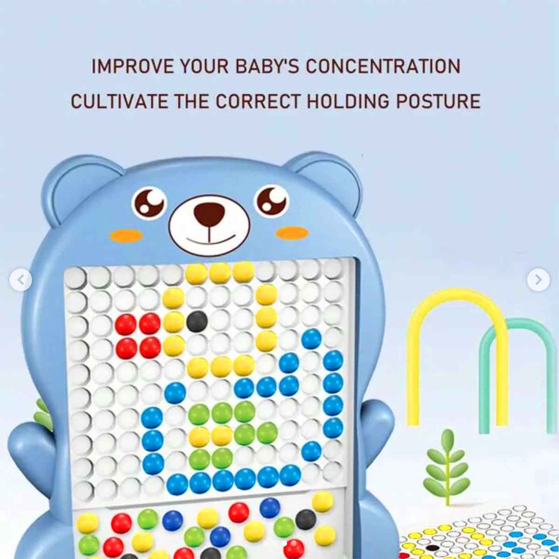 Montessori Magnetic Dots Board Lovely Bear Doodle Board with Magnetic Pen and Beads for Kids - Tootooie