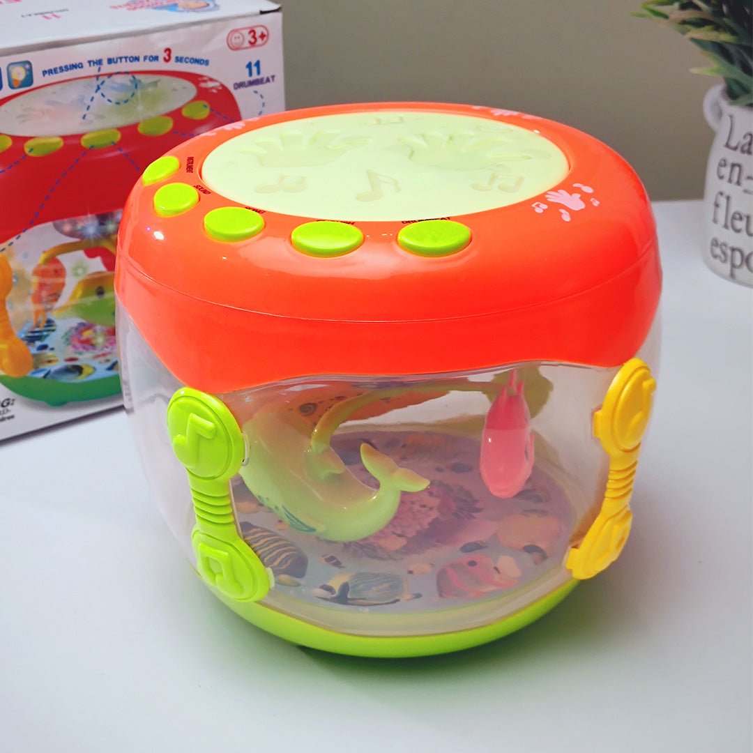 Musical Fish Aquarium Drum Toy with 3D Lights - Tootooie