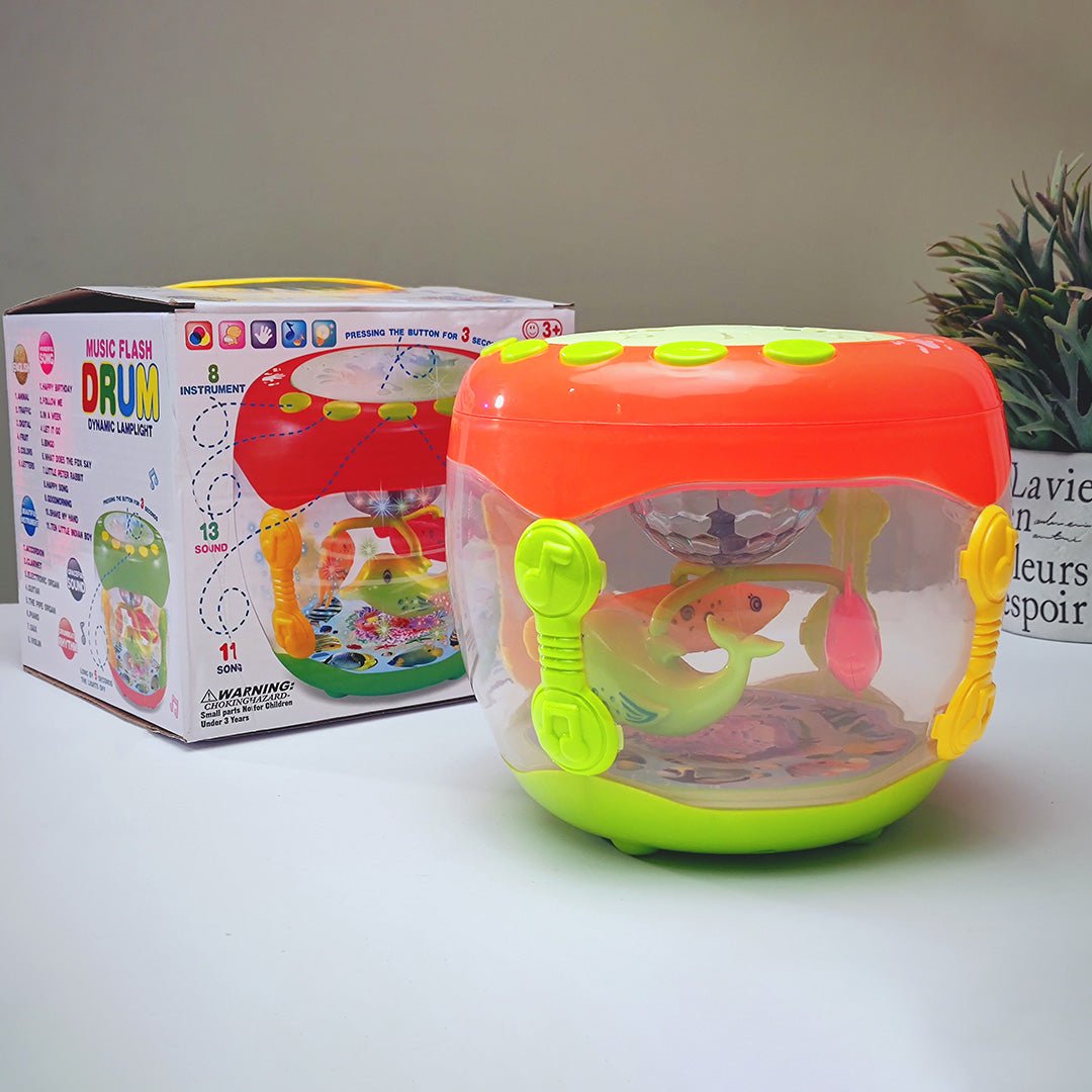 Musical Fish Aquarium Drum Toy with 3D Lights - Tootooie