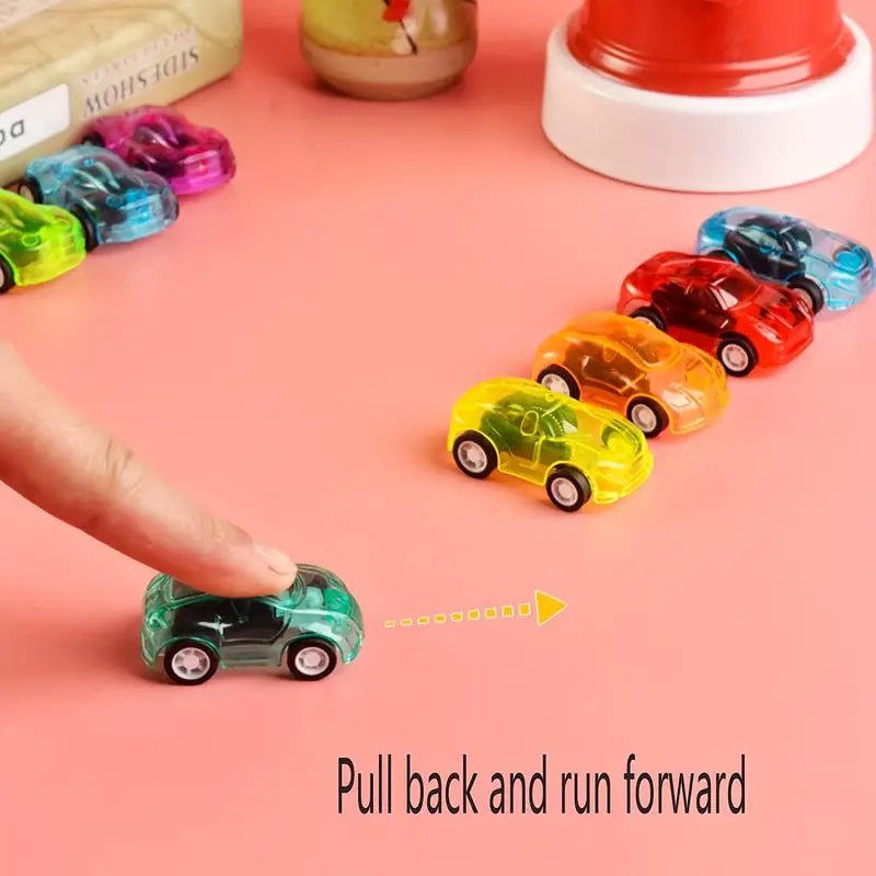 Pack of 10 Mini Creative Pull Back Transparent Fast Cars Model Plastic Wind Up Toy for Kids - Tootooie