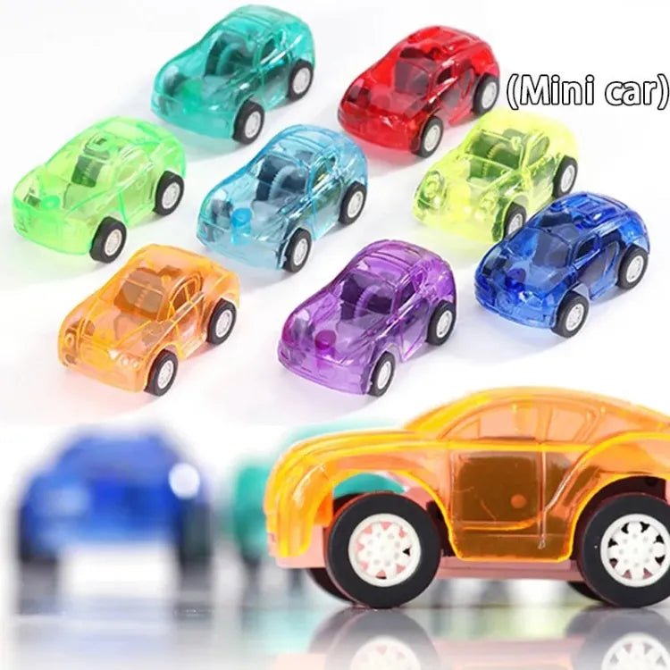 Pack of 10 Mini Creative Pull Back Transparent Fast Cars Model Plastic Wind Up Toy for Kids - Tootooie