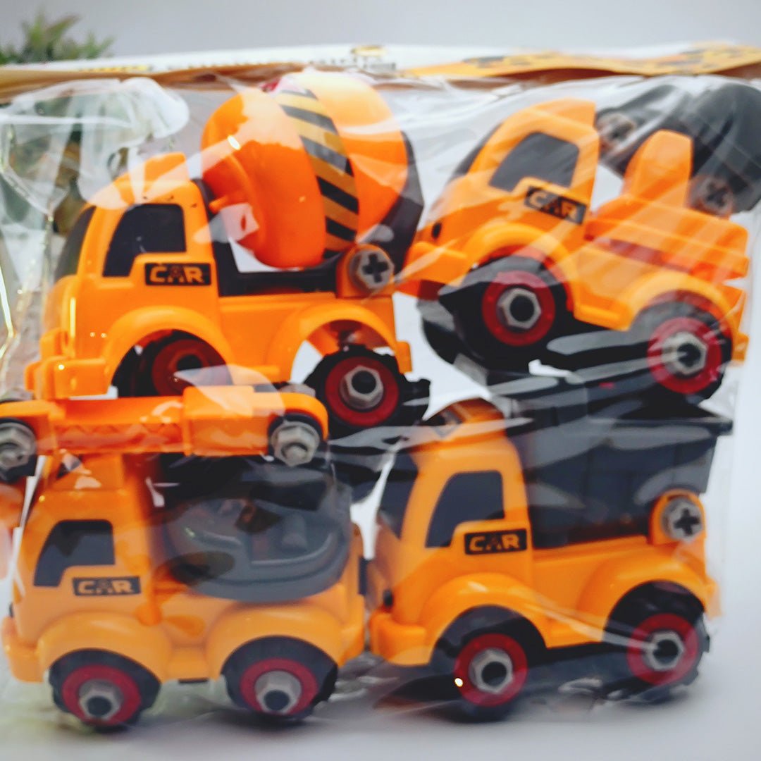 Pack of 4 Yellow Enginnering Plastic trucks - Tootooie