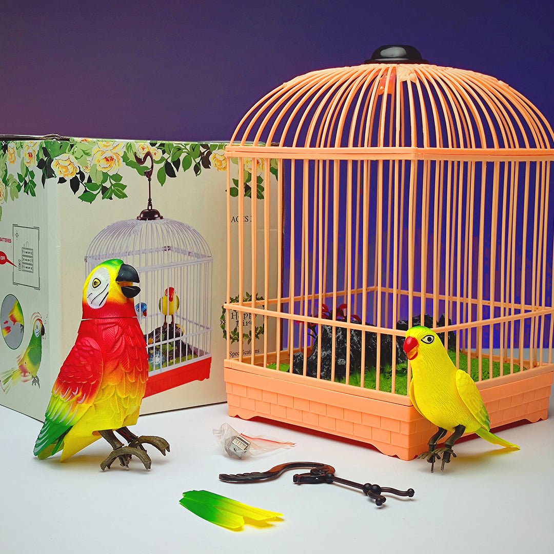 Parrot Cage w/ Voice Sensor Bird with Colourful Musical Lights - Tootooie