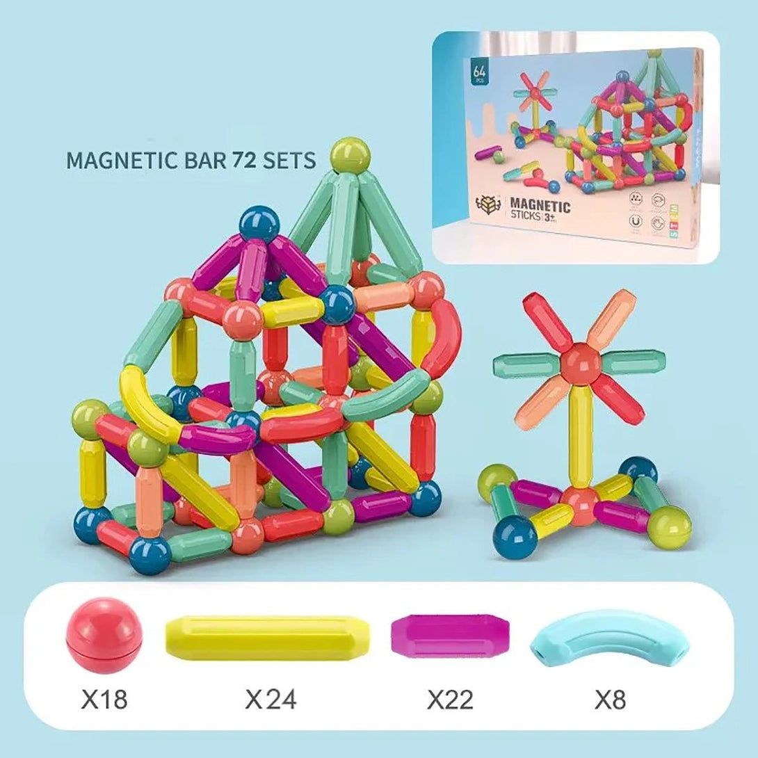 Plastic Magnetic Balls and Rods Set Building Blocks Stem Educational Puzzle for Kids - Tootooie