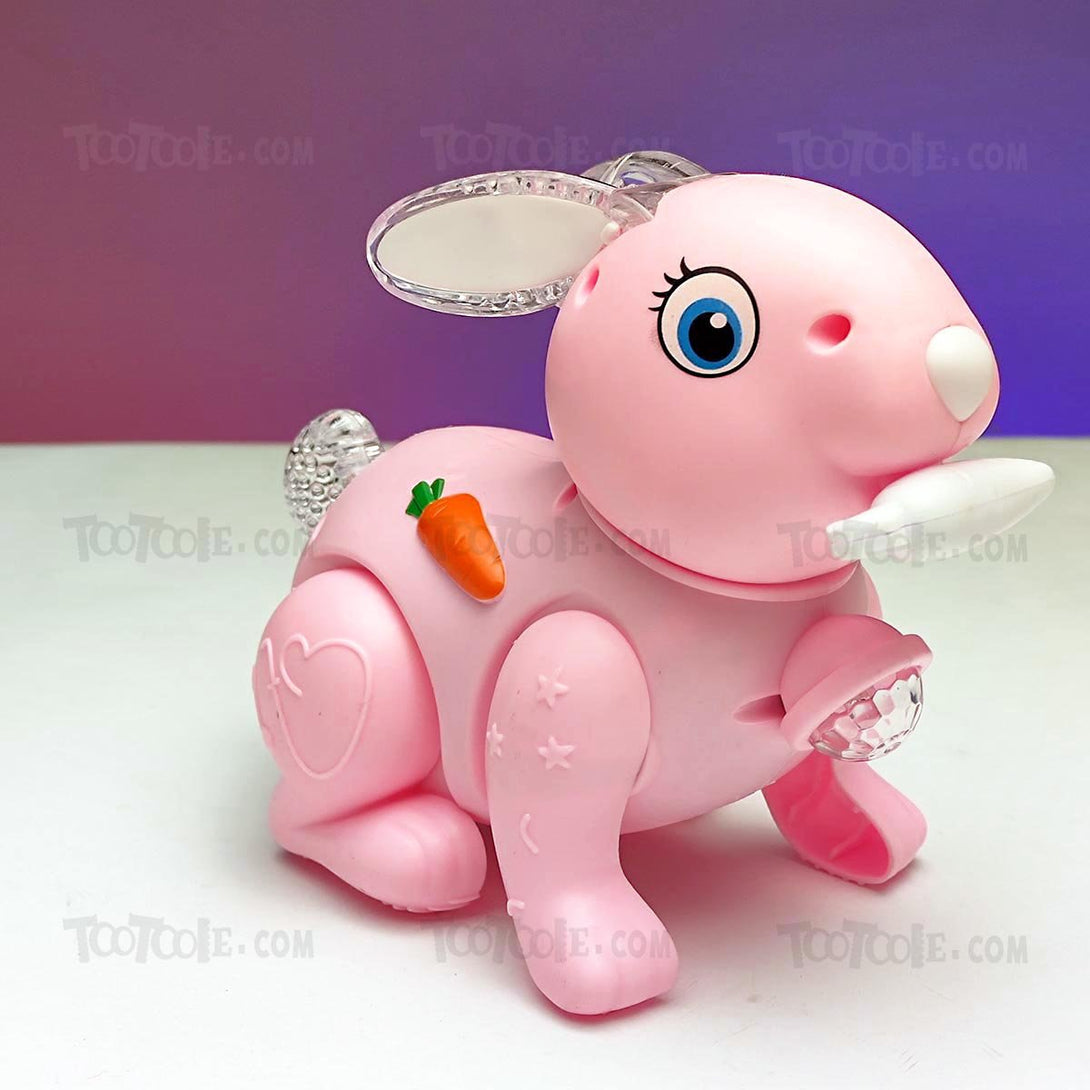 Rabbit Soft Sound Bright Light Jumping Movements Funny Toy for Kids - Tootooie