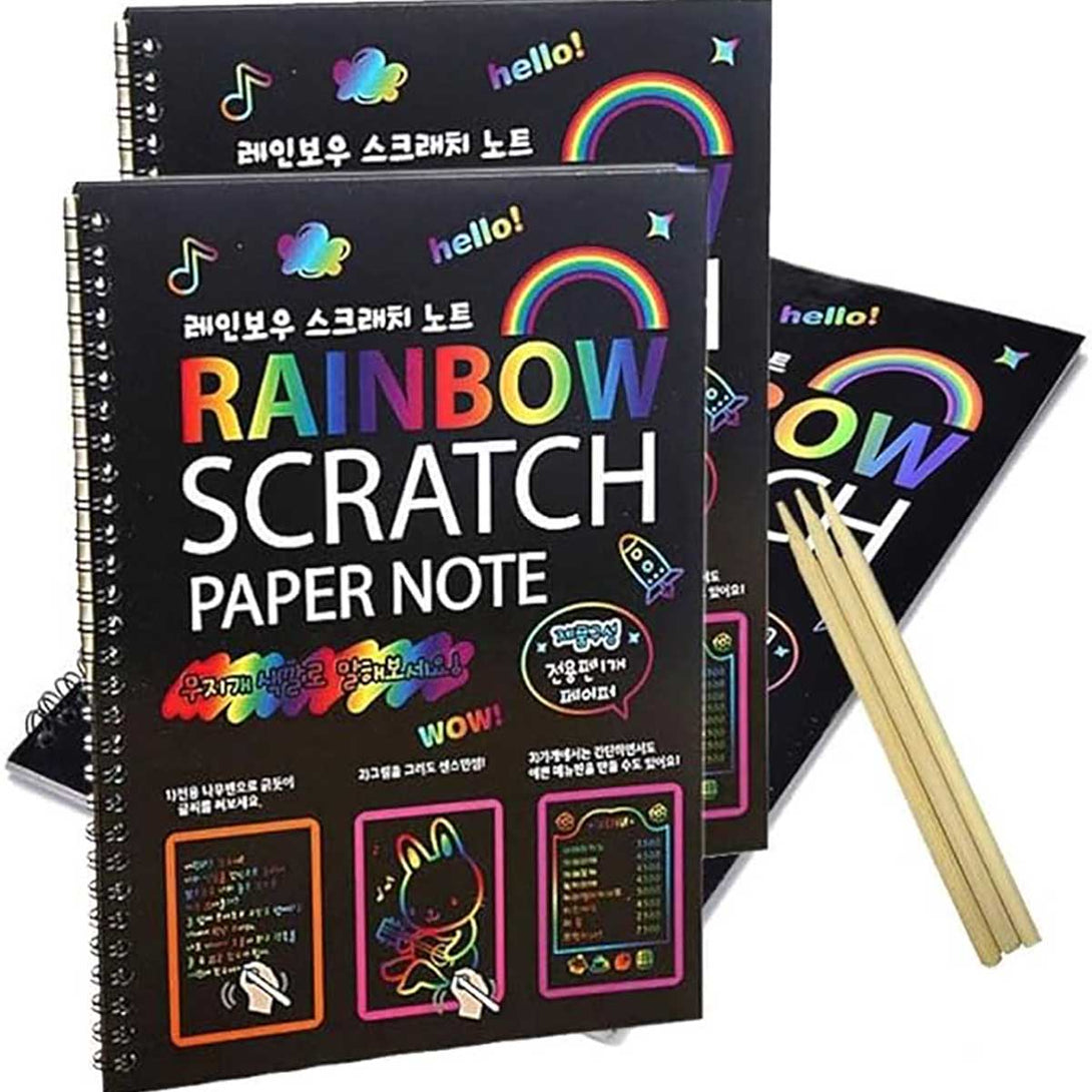 Rainbow Color Scratch Off Paper Art Book for Kids - Tootooie