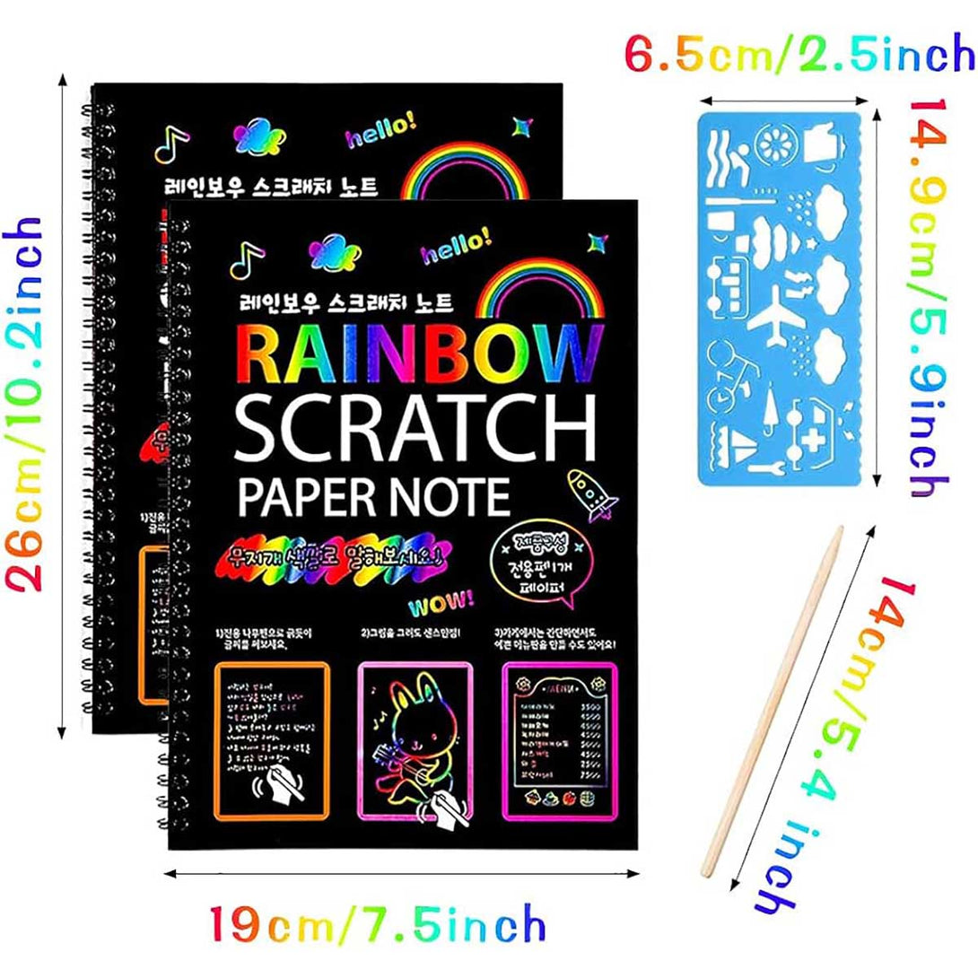 Rainbow Color Scratch Off Paper Art Book for Kids - Tootooie