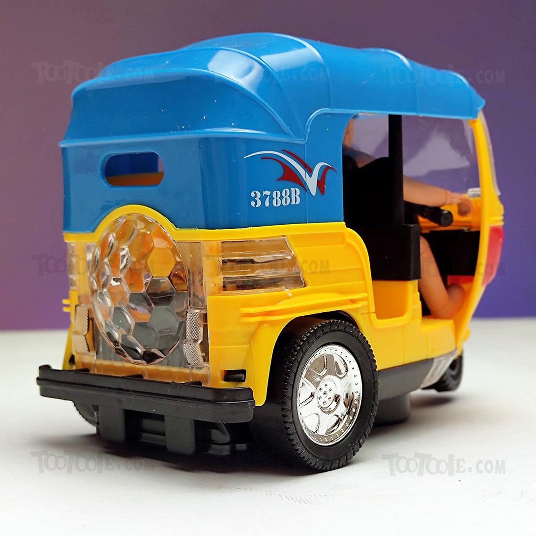 Rickshaw Tuk Tuk Tricycle Bump Go Sound Flashing Top Light - Tootooie