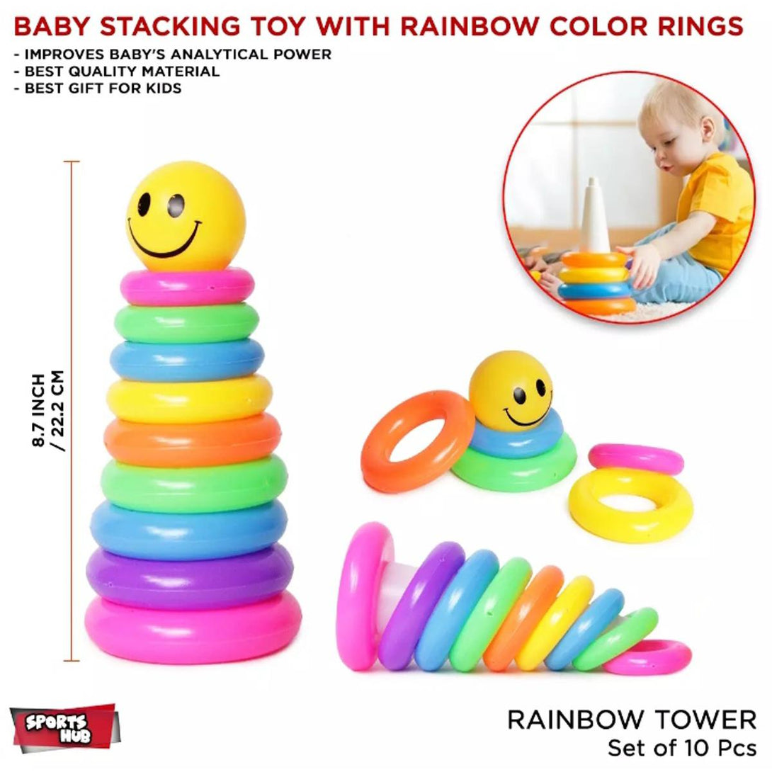Ring Stacking Set Early Educational Toddlers Colours Recognition Shape Size Toy for Kids - Tootooie