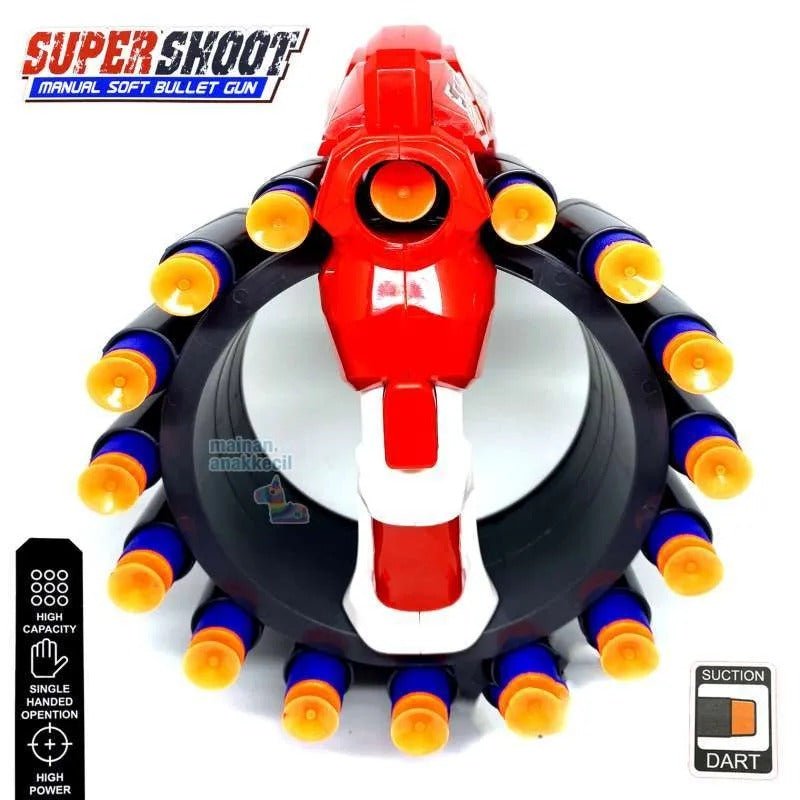 Rotating Super Shoot Action Manual Soft Bullet Blaster Toy Gun for Boys and Kids - Tootooie