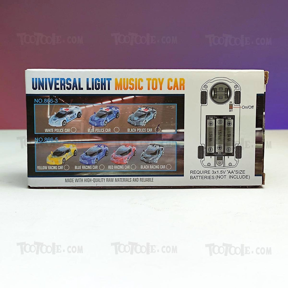 Universal Light Music Black Chrome Police Toy sound Bump & go Car for Kids - Tootooie