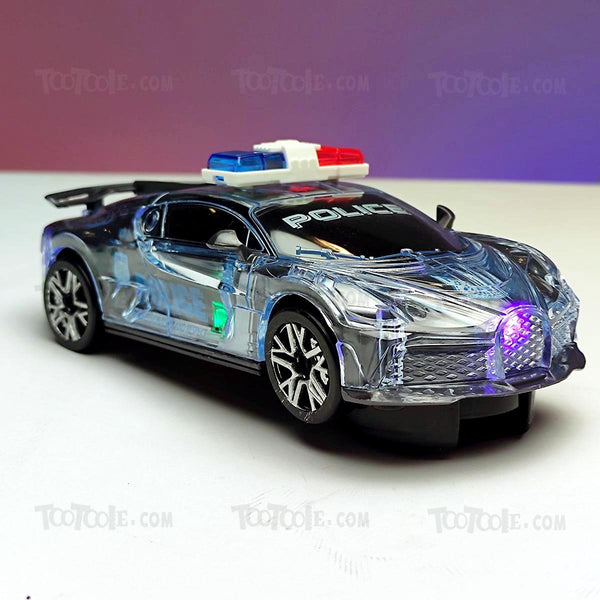 Universal Light Music Black Chrome Police Toy sound Bump & go Car for Kids - Tootooie