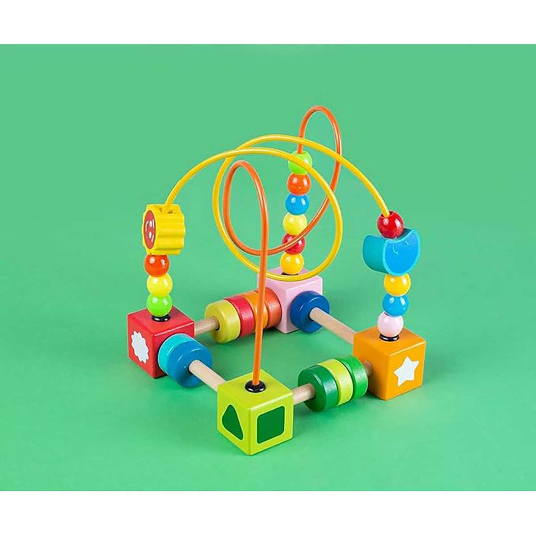 Wooden Activity Cube Toy Colourful Bead Maze for Kids - Tootooie