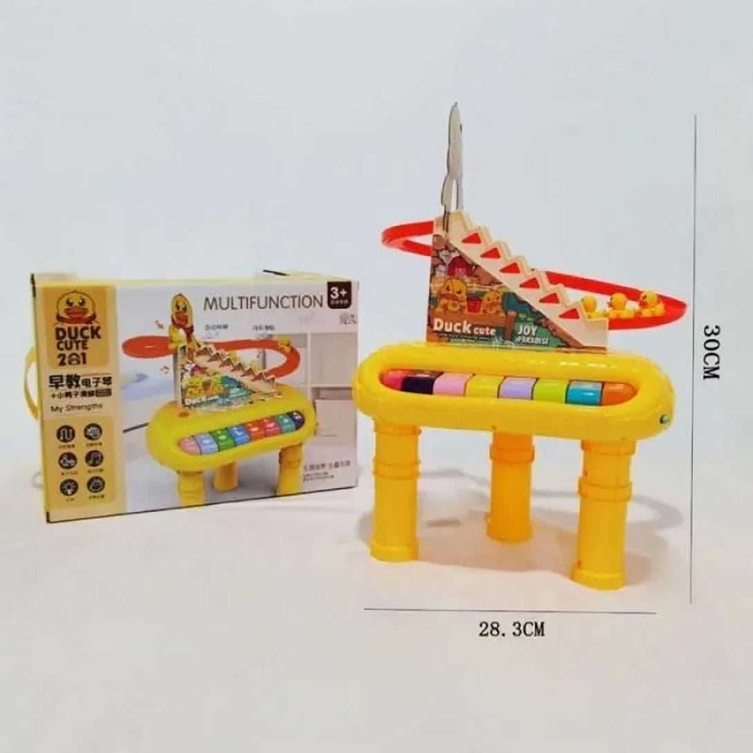 Yellow Automatic Cute Duck 2 in1 Musical Stair Slide Piano Game Toy for Kids - Tootooie
